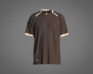 Mens raglan jersey t shirt with detailing 3D model