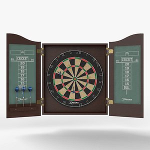 Dartboard and  Easy Hang Cabinet with Darts 3D model