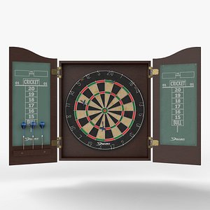 Dartboard and Easy Hang Cabinet with Darts