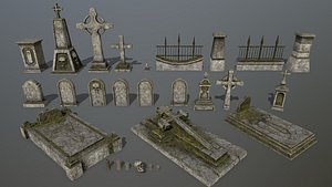 3D skull tombstone model