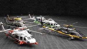 3D model helicopter heli guns