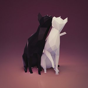 Cat Kiss Low Poly