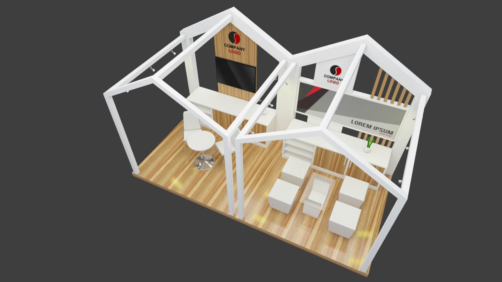 Booth 244cm x 488cm 3D model - TurboSquid 1778747