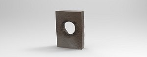 Damaged concrete blocks with holes and deformations 3D