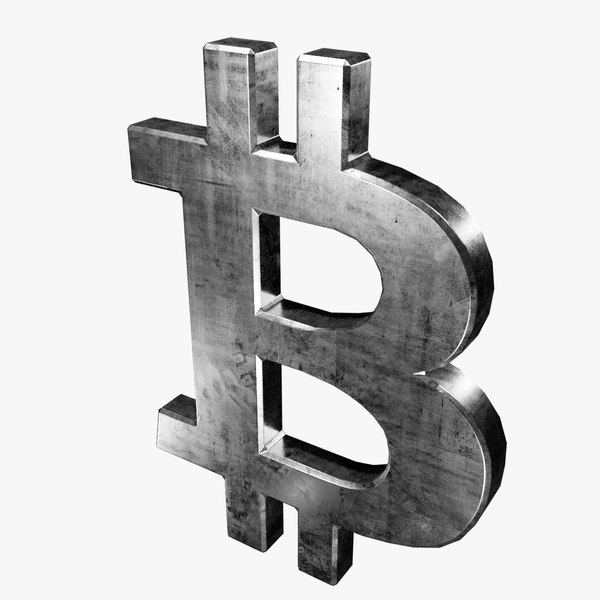 3D model symbol silver bitcoin