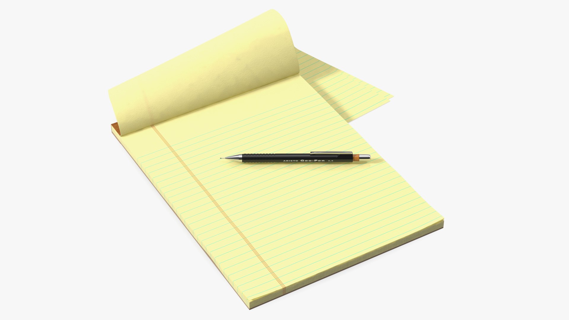 Paper Notebook with Pen 3D model preview