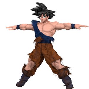 3D Goku Damage Rigged Model