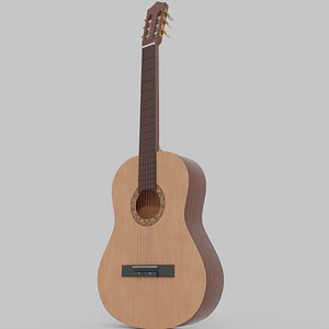 Acoustic guitar Low-poly PBR 3D model