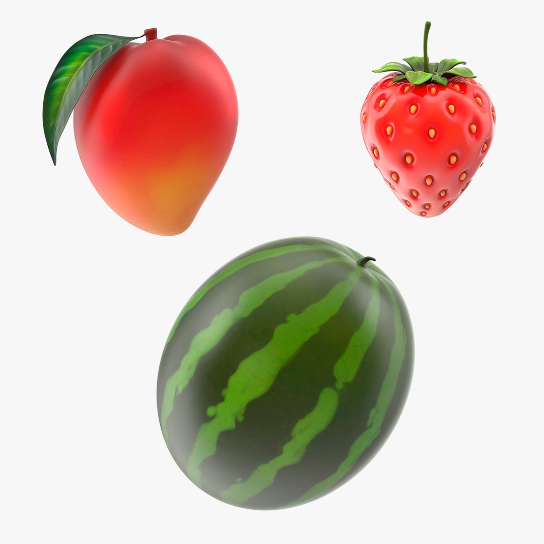 Cartoon Fruits Collection 3D model preview
