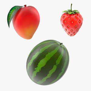 3D model cartoon fruits