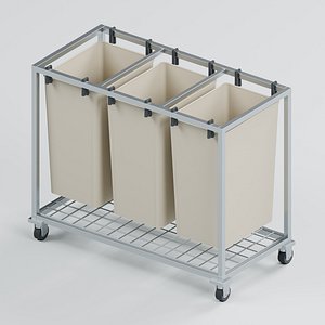 Three Compartment Laundry Sorting Cart with Fabric Bags