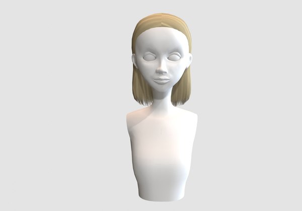 3D model blond simple hairstyle