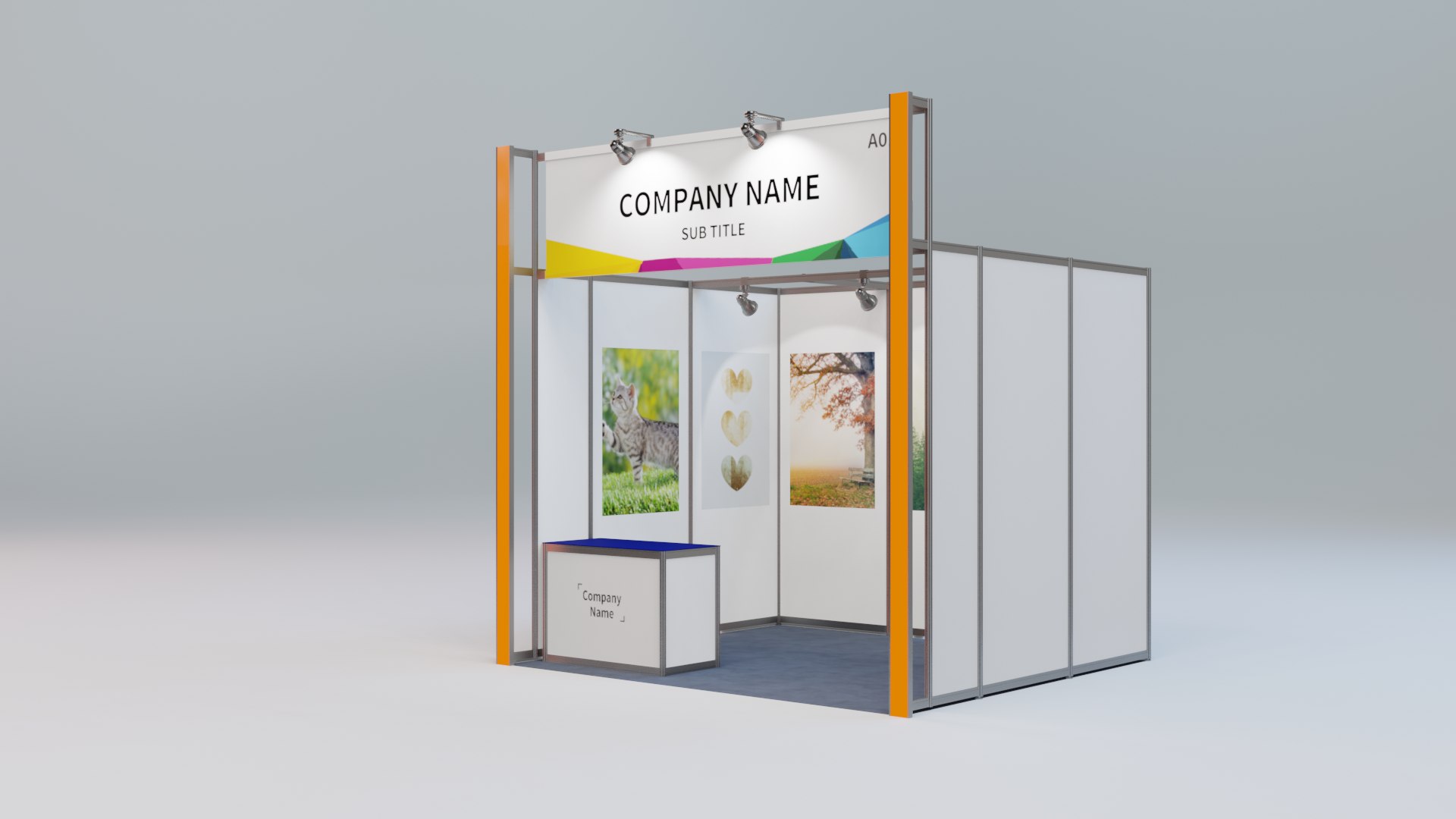 3D Model Exhibition Trade Show Booth Basic Side Front Light ...
