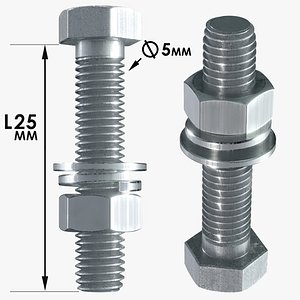 free nut bolt 3d model