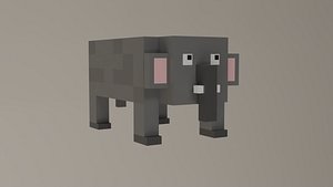 Voxel Low Polly Animal Elephant 3D model