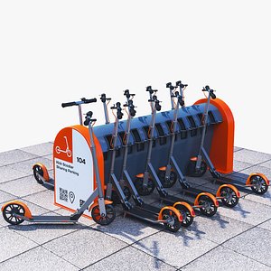 electric kick scooter sharing 3D model