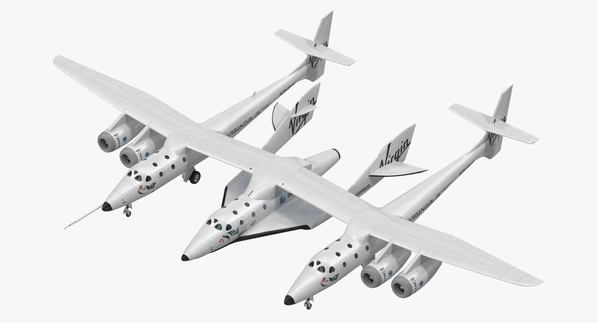 Virgin Galactic SpaceShipTwo Rigged 3D Model 3D model preview