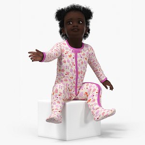 African Baby Girl Wearing Full Bodysuit Sitting