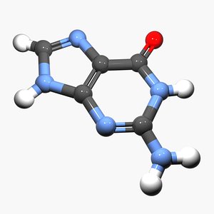 nucleobase guanine dna 3d model