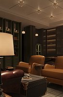 Vintage American Cigar Lounge with Leather Armchairs