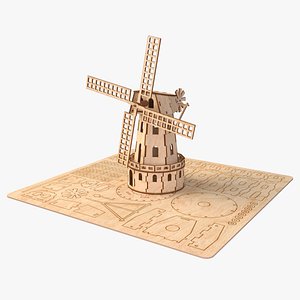 3D model windmill laser cut