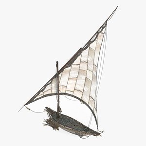Ancient small sailboat 3D model