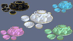 Porcelain Tea Set  collection 3D model