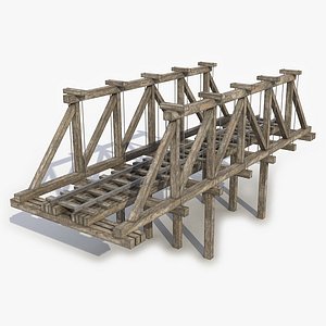 3D model Wooden Railway Bridge 19 3D Model