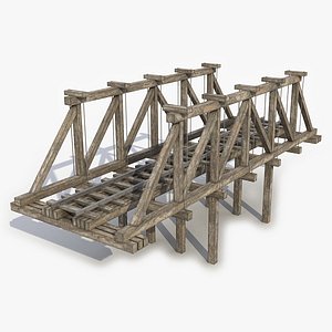Wooden Railway Bridge 19 3D Model