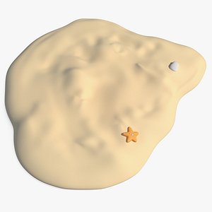 Cartoon Beach Sand Patch with Starfish 3D
