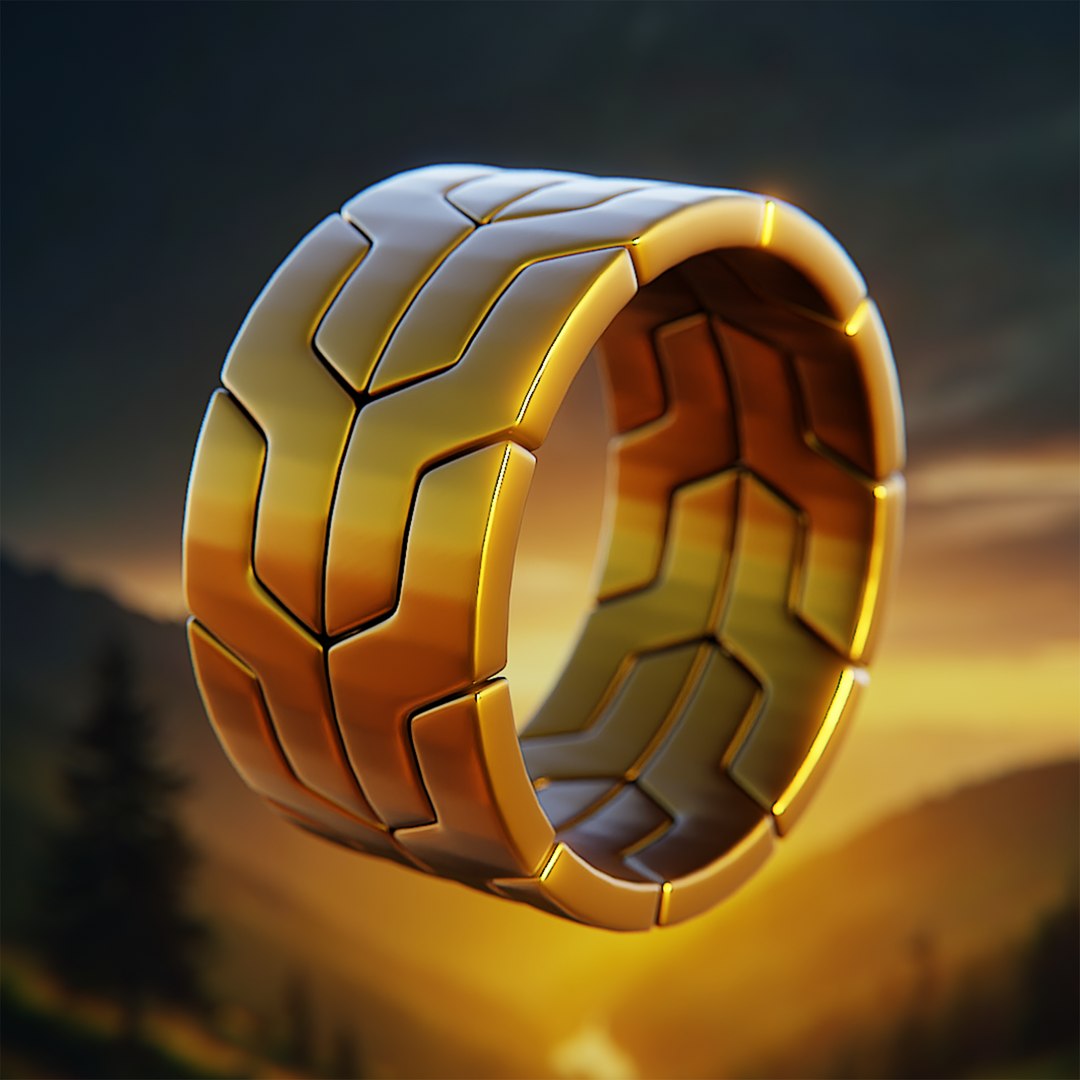3D Futuristic MechLink Gold Armor Ring 74 Model - TurboSquid 2411826