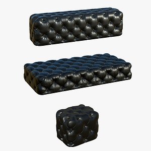 Chesterfield Realistic Leather Sofa 3D model