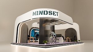 3D Professional Trade Show Booth with Workstations  Digital Kiosk model