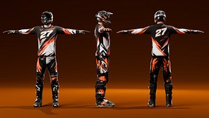 3D model Motocross Rider - Rigged