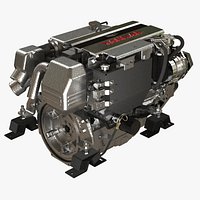 Bobtail Marine Diesel Engine 3D Model PBR Textured Yanmar 4JH45 57