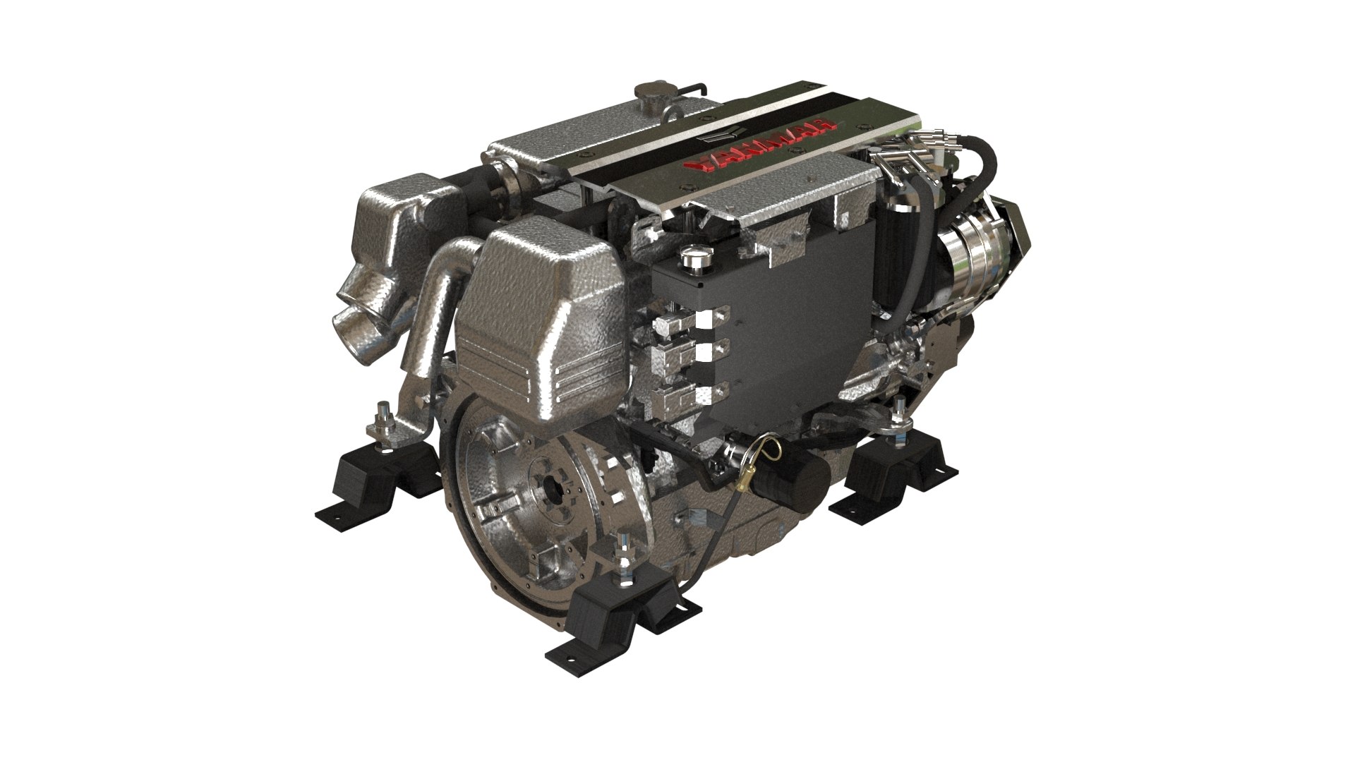 Bobtail Marine Diesel Engine 3D Model PBR Textured Yanmar 4JH45 57 3D ...