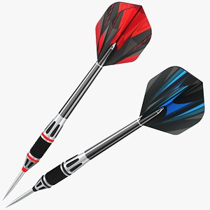 3D model Two Dart Needles Red And Blue