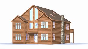 Winter Log Cabin Exterior