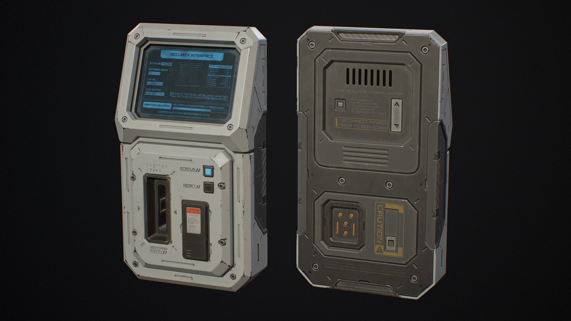 3D Sci-Fi Access Terminal and Keycard 5 Color Options - PBR Game Ready Low-poly https://p.turbosquid.com/ts-thumb/96/eFDXPW/1K/sci_fi_access_terminal_v1_11/jpg/1755523105/1920x1080/fit_q87/b3aa6ceab94ec675de8afe757c57cdc69b413bfd/sci_fi_access_terminal_v1_11.jpg