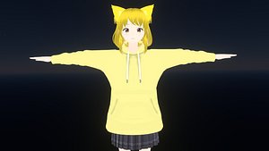 Game Ready Low Poly Anime Character Girl 31