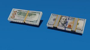 3D Realistic 3D Stack of Money 100 dollar model