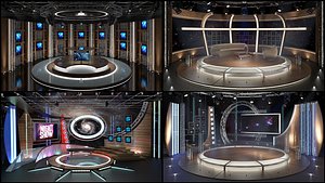 Virtual TV Studio Sets - Collection Vol 10 - 4 PCS DESIGN 3D model