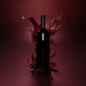 wine splash bottle 3D model