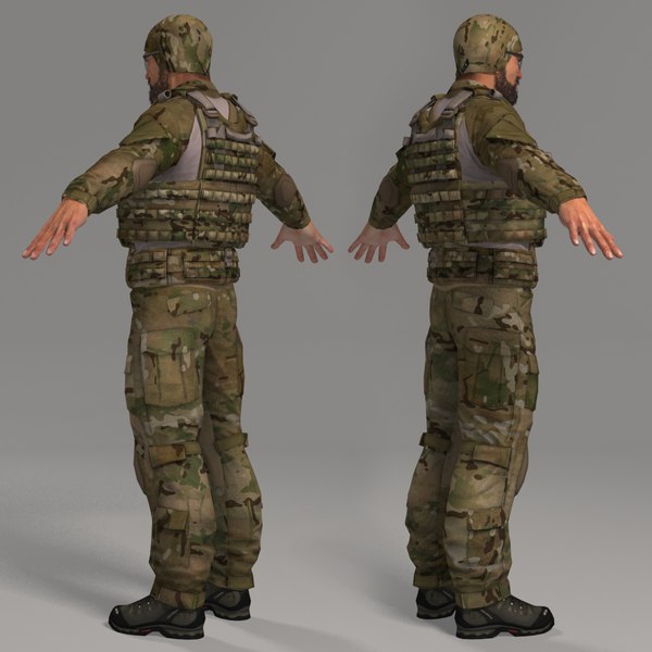 military male soldier set 3d model