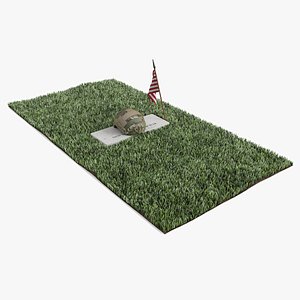 3D model Soldier Grave with Helmet Fur