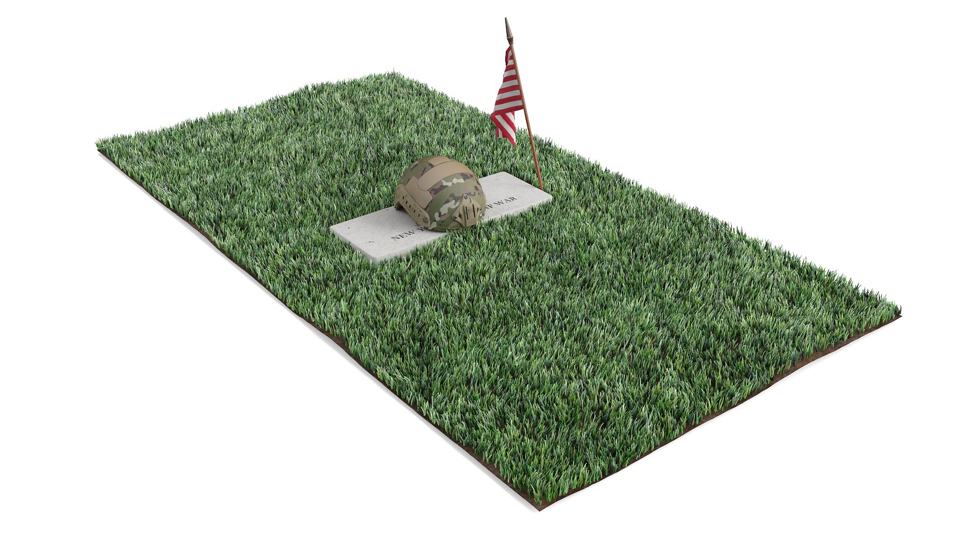 Soldier Grave with Helmet Fur 3D model preview