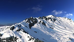 Snowy mountain with small glacier 3D