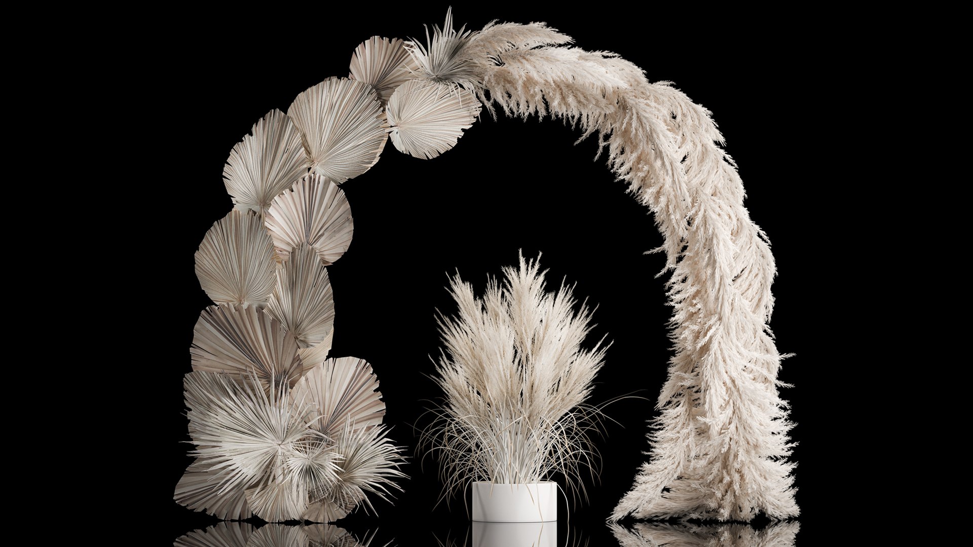 3D Wedding Arch Made Of Dry Palm Branches And Pampas Grass - TurboSquid ...
