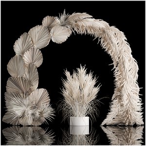 3D Wedding arch made of dry palm branches and pampas grass