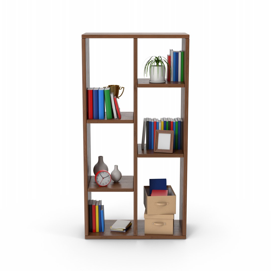 3D Bookshelf Set Dark Wood Model - TurboSquid 2129217